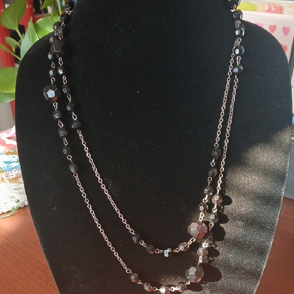 Elegant Black Beaded Necklace